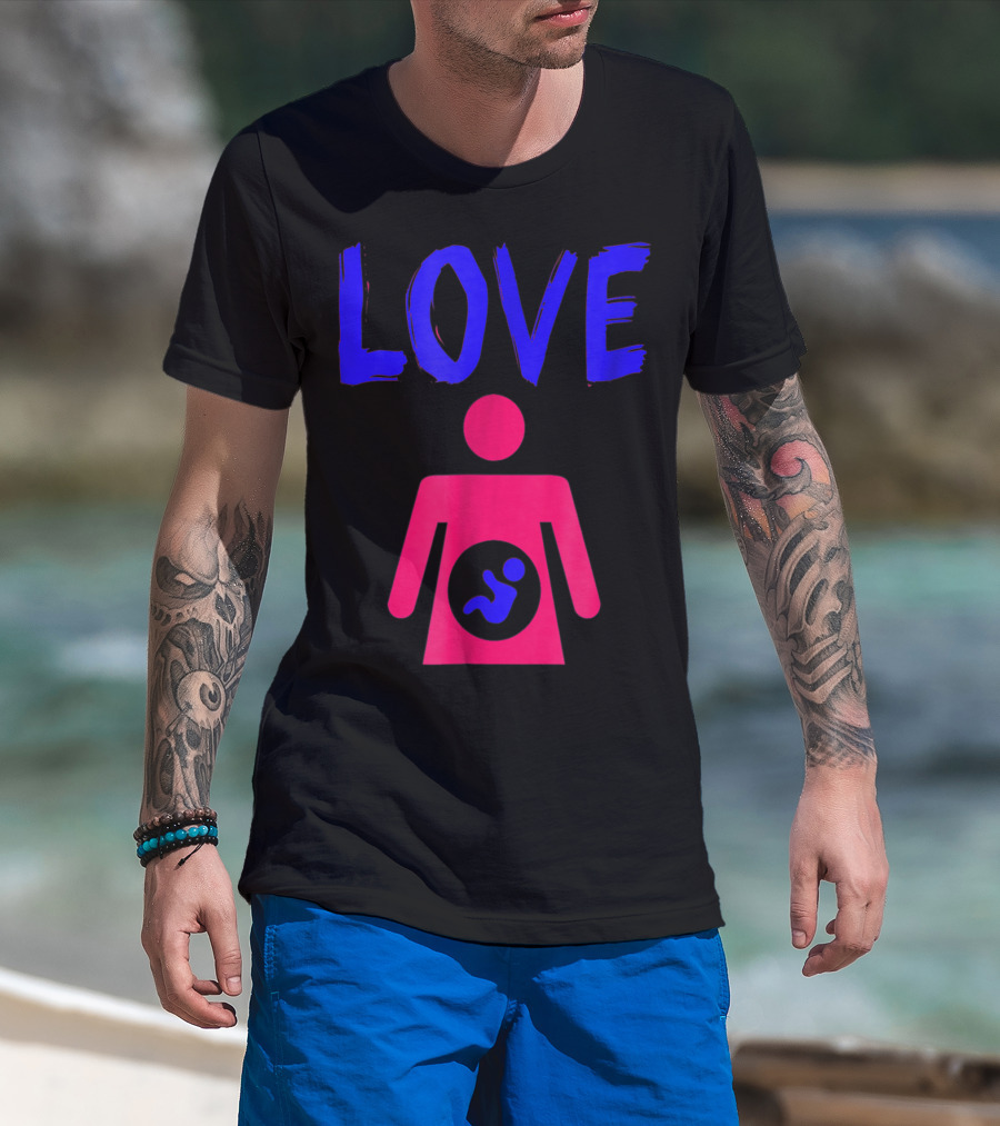 Love Dad Mom Son Pregnancy T-Shirt