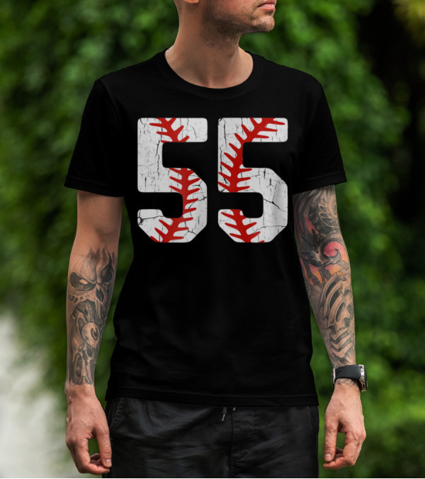 Baseball Player Jersey Number 55 Proud Baseball MOM DAD38 T-Shirt