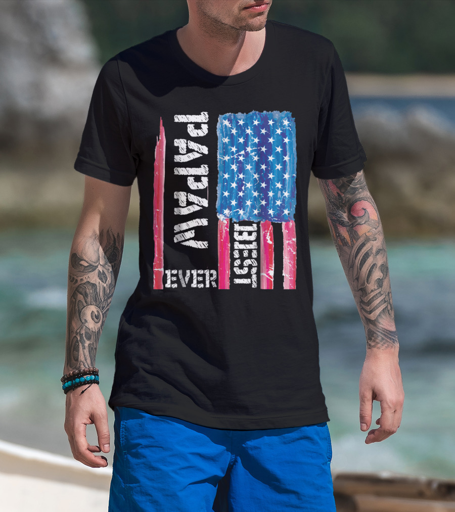 Best Papaw Ever Distressed American Flag Vertical Text And Stars T-Shirt