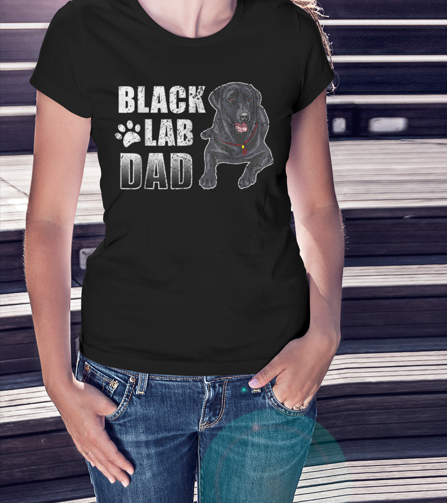 Black Lab Dad Dog Paw Print Graphic For T-Shirt