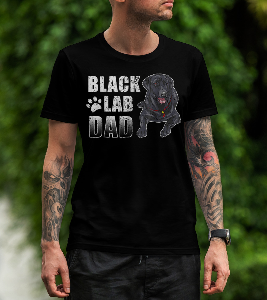 Black Lab Dad Dog Paw Print Graphic For T-Shirt