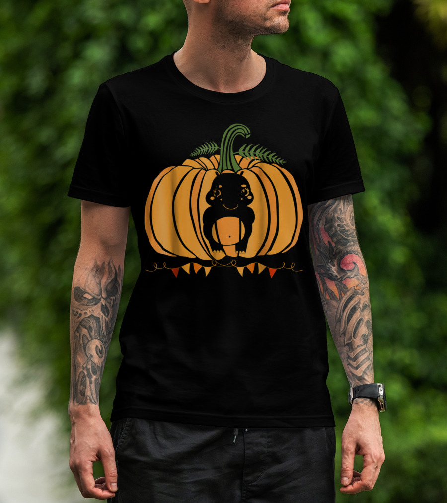 Cute Hippo Halloween Pumpkin Dad Mom81 Festive T-Shirt