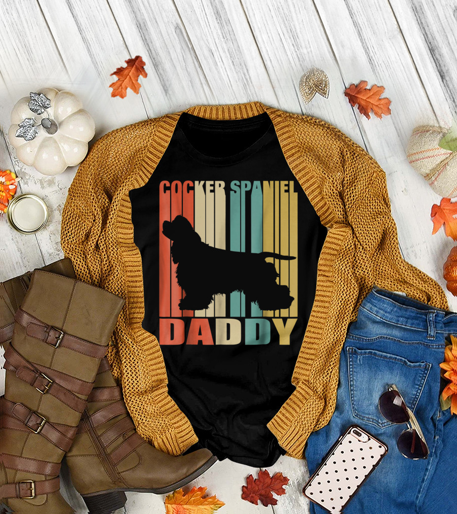 Cocker Spaniel Daddy Vintage Dog42 Love T-Shirt