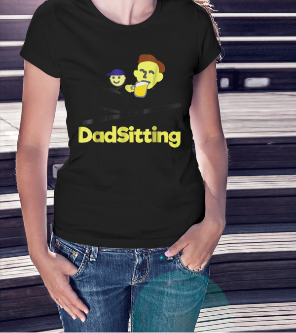 DadSitting Dad Happy Humor With TV And Beer T-Shirt