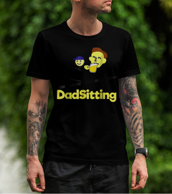 DadSitting Dad Happy Humor With TV And Beer T-Shirt