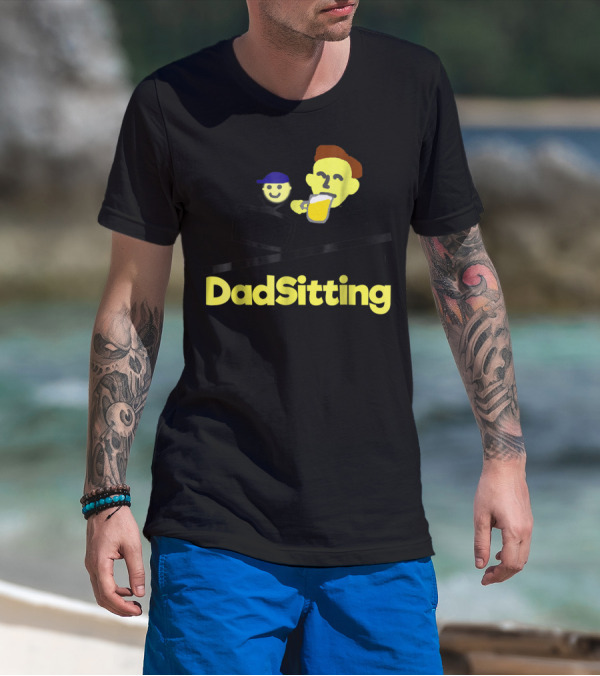 DadSitting Dad Happy Humor With TV And Beer T-Shirt