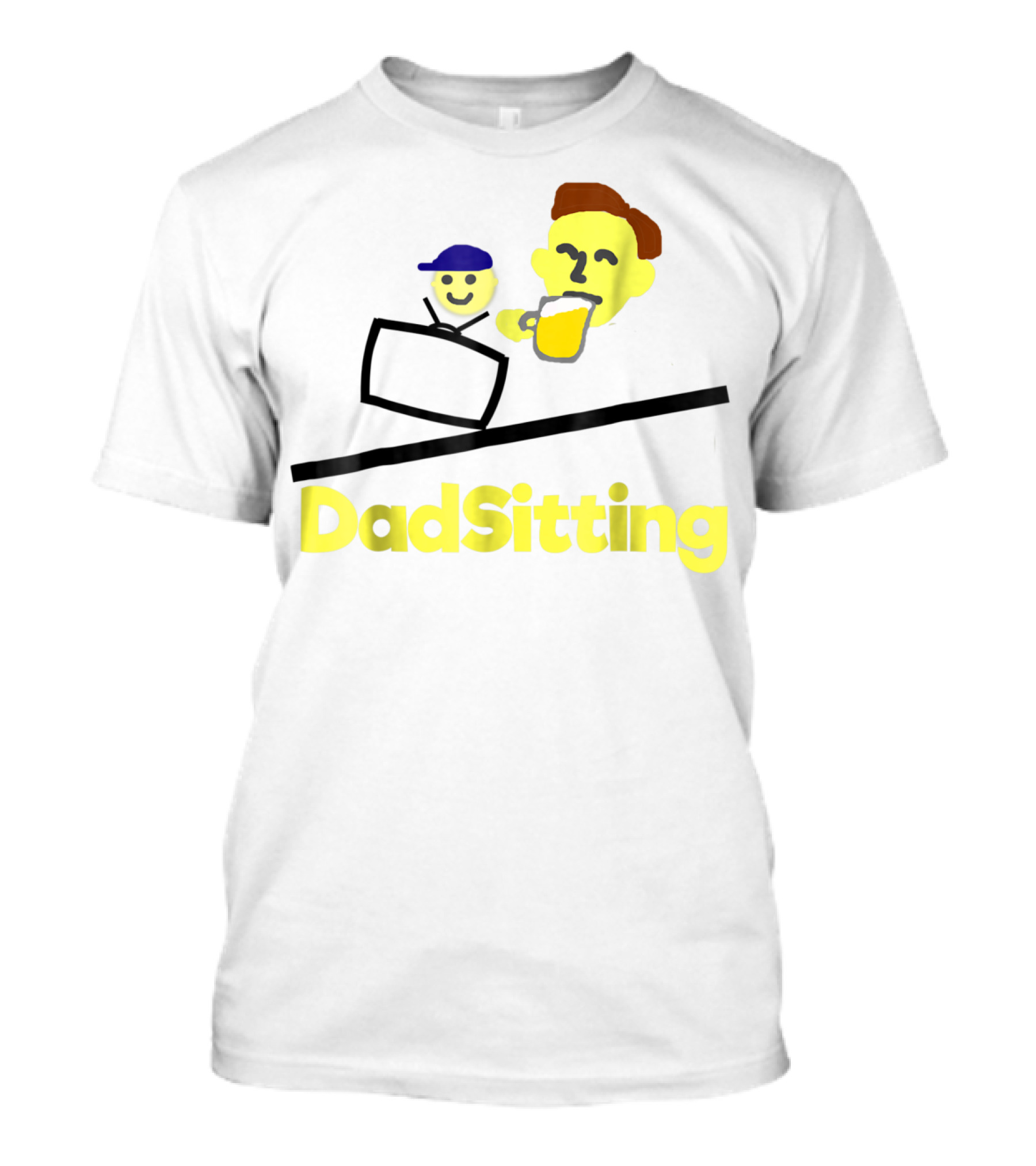 DadSitting Dad Happy Humor With TV And Beer T-Shirt