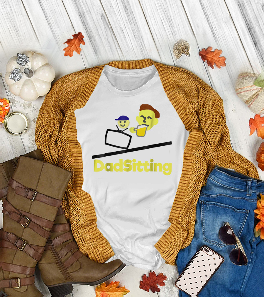 DadSitting Dad Happy Humor with TV and Beer T-Shirt