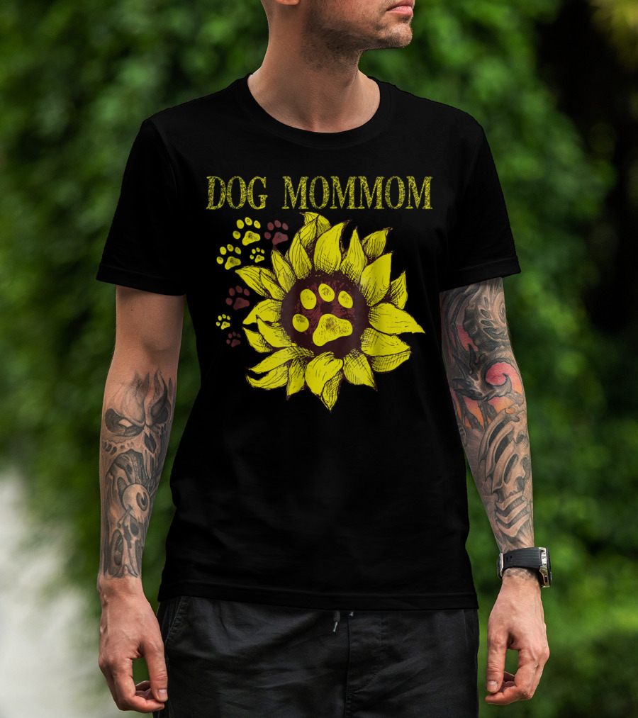 Dog Mommom Sunflower Paw Prints T-Shirt