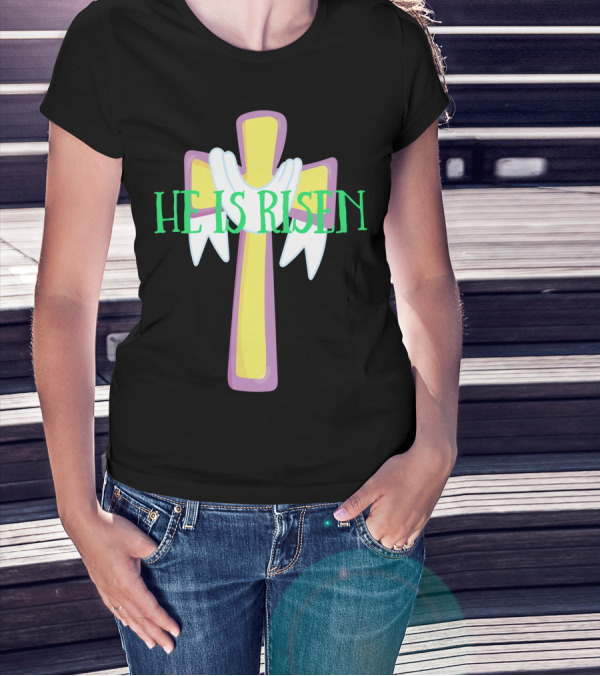 Easter He Is Risen Christian Cross Jesus Pastor Dad51 T-Shirt