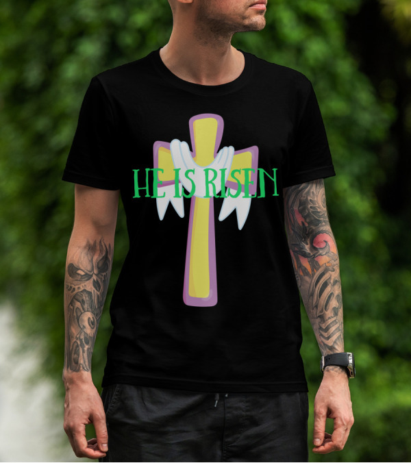 Easter He Is Risen Christian Cross Jesus Pastor Dad51 T-Shirt