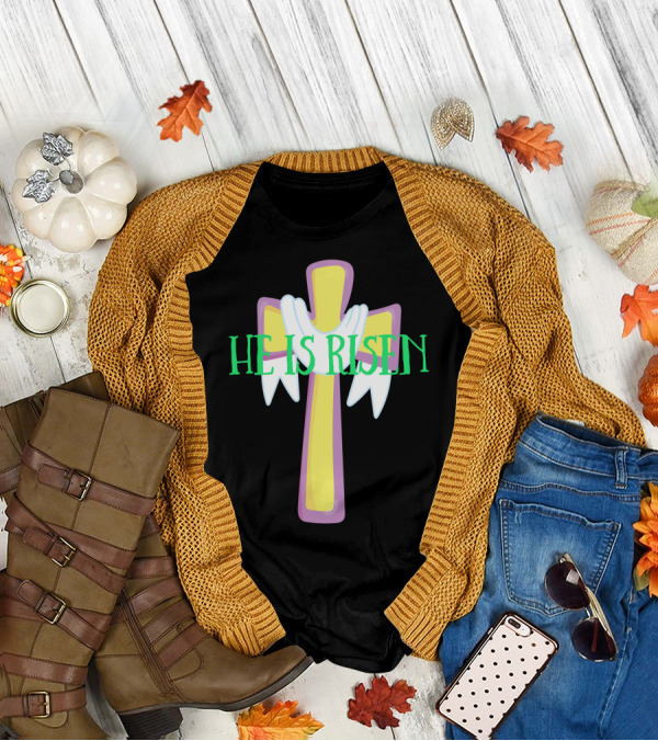 Easter He Is Risen Christian Cross Jesus Pastor Dad51 T-Shirt