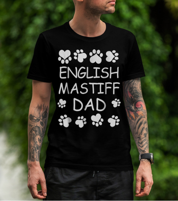 English Mastiff Dad Paw Print Heart T-Shirt