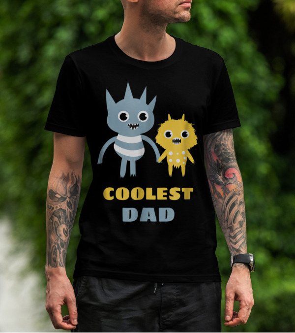 Coolest Dad Funny Monster Creatures Holding Hands T-Shirt