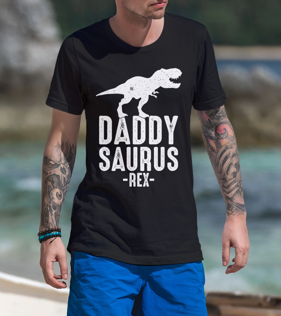 Daddysaurus Rex Daddy Dinosaur Pun T-Shirt