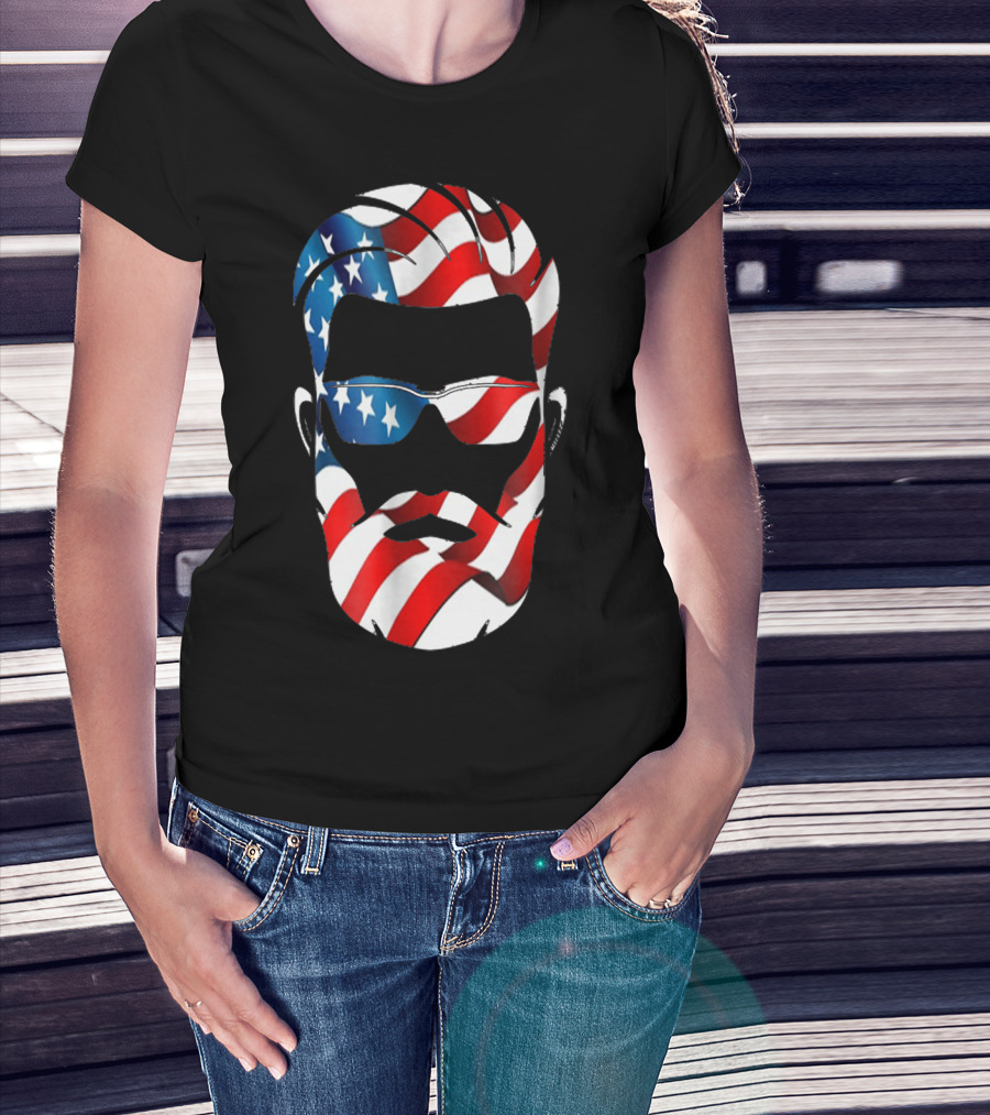 Bearded Dad US Flag Independence Day T-Shirt