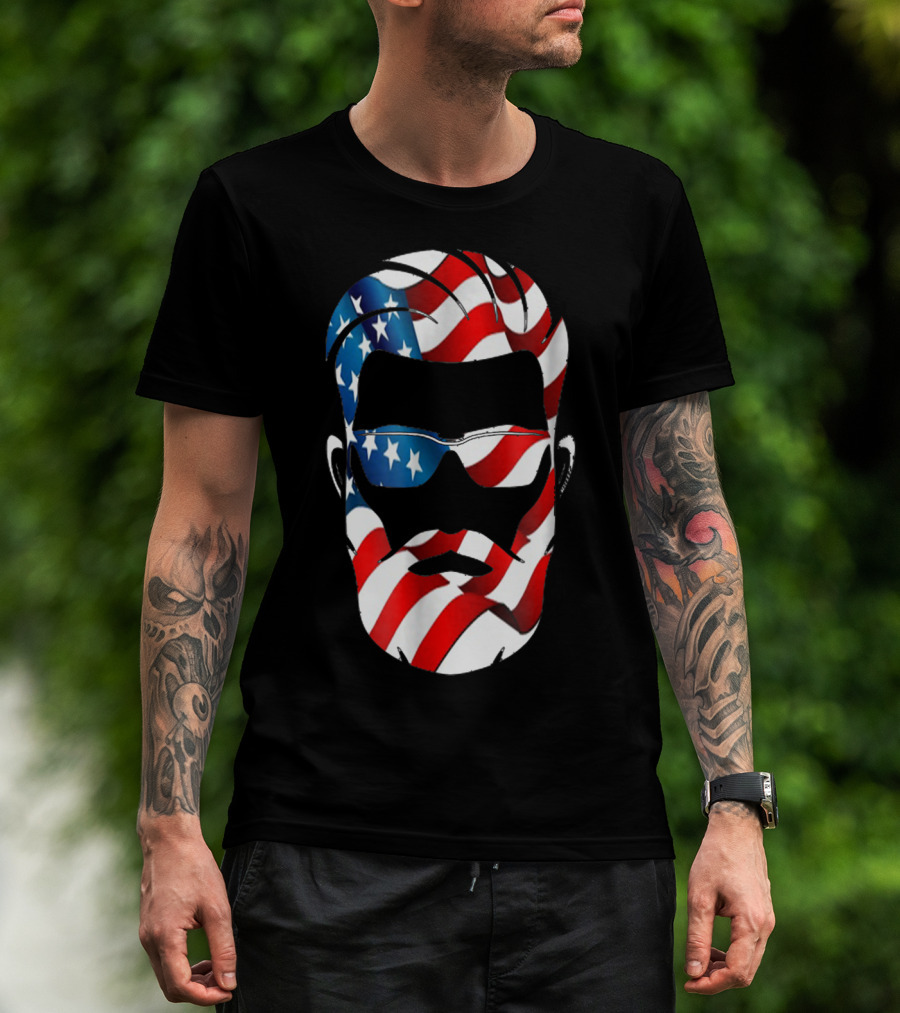 Bearded Dad US Flag Independence Day T-Shirt