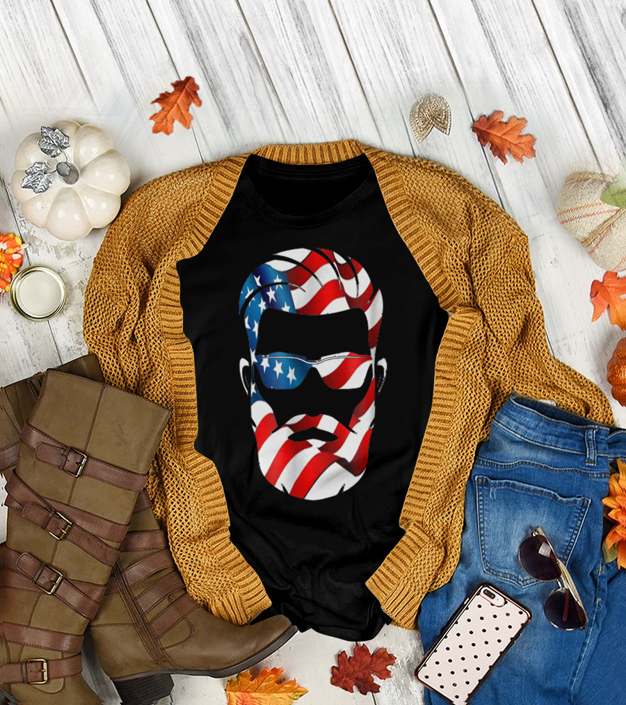 Bearded Dad US Flag Independence Day T-Shirt