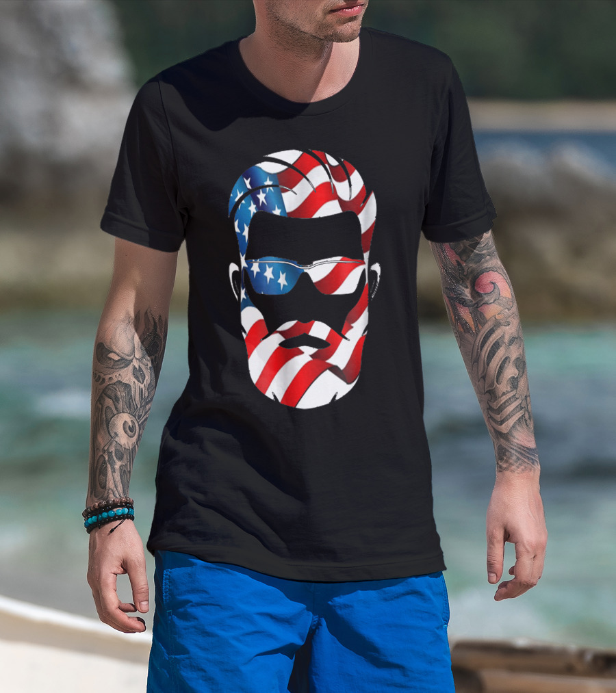 Bearded Dad US Flag Independence Day T-Shirt