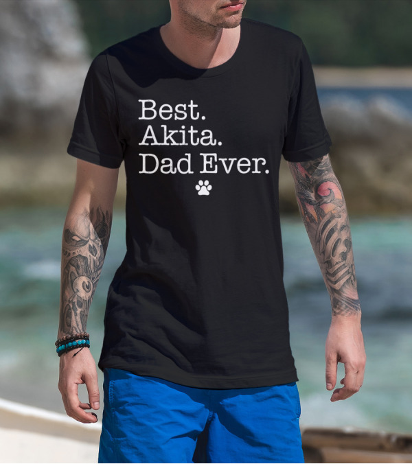 Best Akita Dad Ever Paw Prints T-Shirt