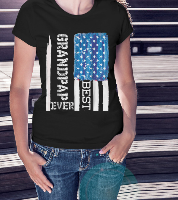 Best Grandpap Ever Distressed American Flag Design 68 T-Shirt
