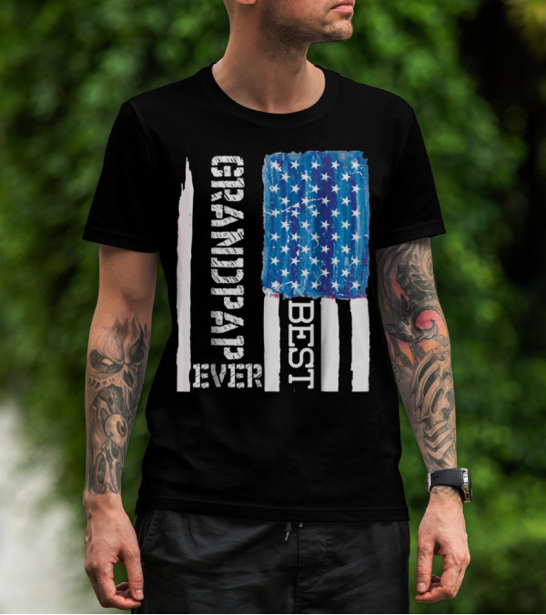 Best Grandpap Ever Distressed American Flag Design 68 T-Shirt