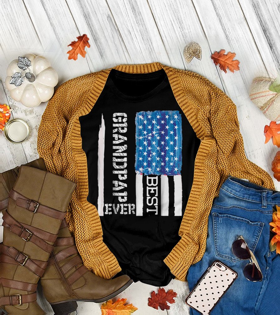 Best Grandpap Ever Distressed American Flag Design 68 T-Shirt