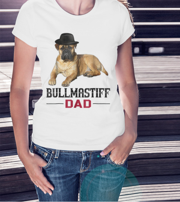 Bullmastiff Dad With Dog Lovers Hat T-Shirt