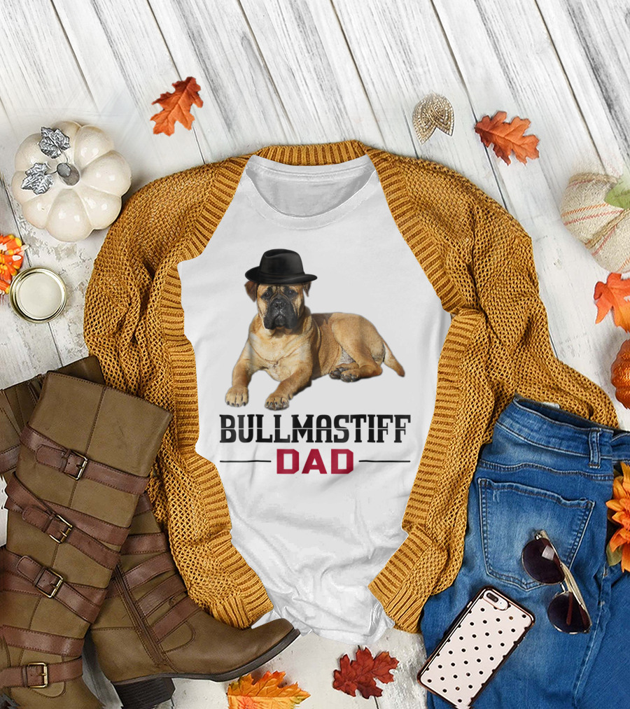 Bullmastiff Dad with Dog Lovers Hat T-Shirt