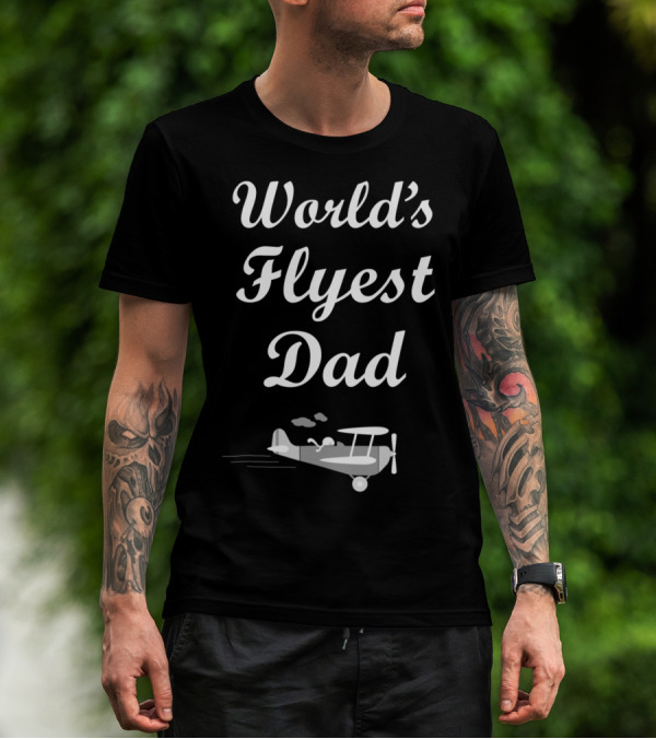 World's Flyest Dad Cartoon Airplane Pilot Bday T-Shirt