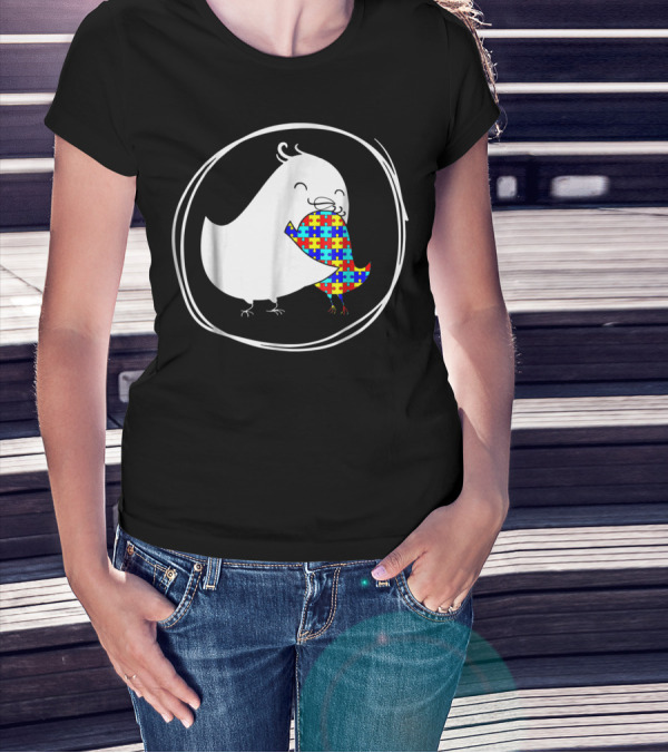 Chicken Embrace Autism Puzzle Pattern Awareness T-Shirt