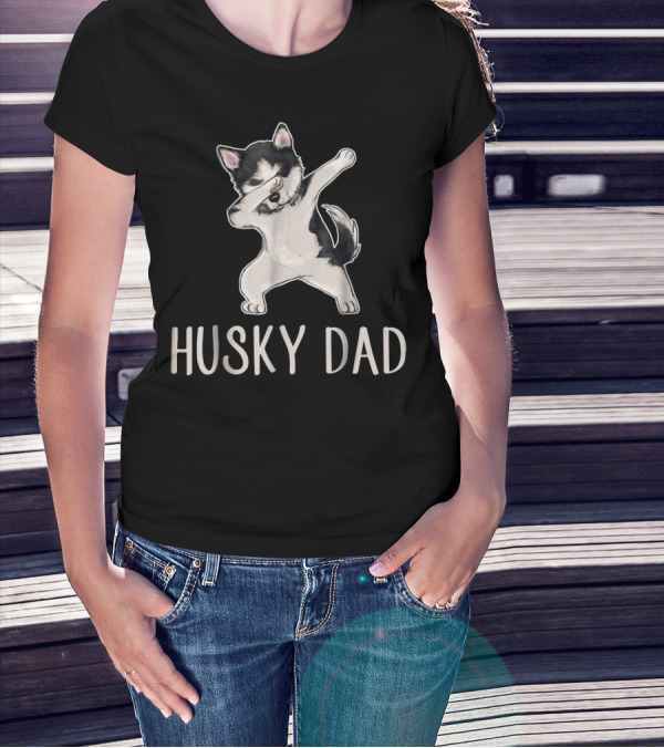 Husky Dad Funny Dabbing Cool Husky Dad T-Shirt