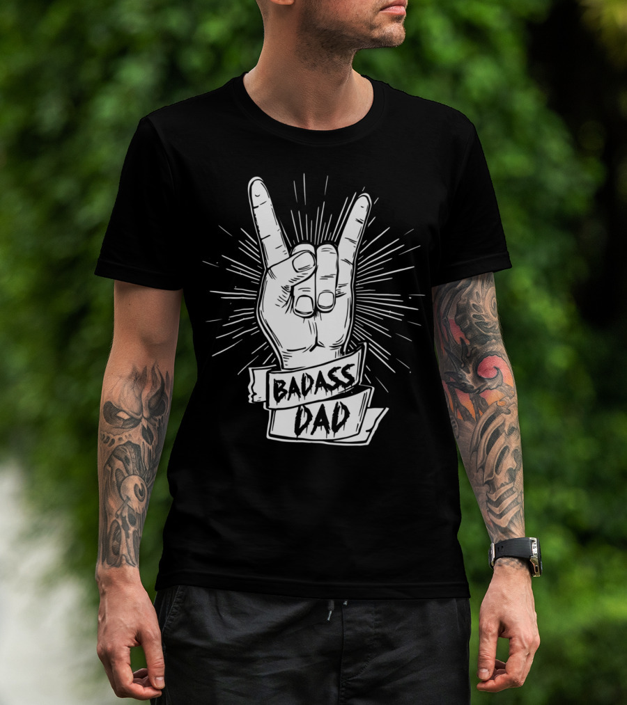 Badass Dad Father And Son Rock Hand Symbol Matching17 T-Shirt