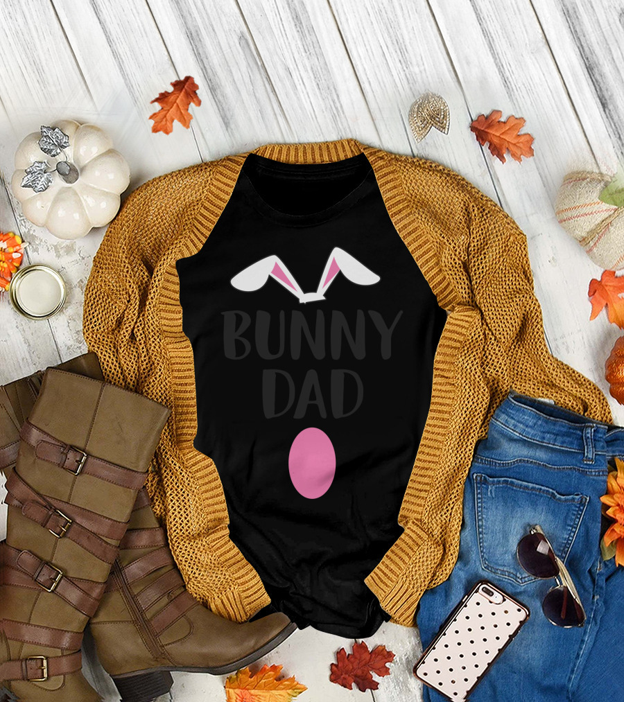 Bunny Dad Easter Bunny Ears Pink Egg T-Shirt