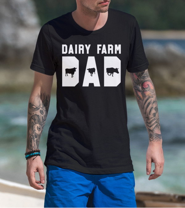 Dairy Farm Dad Funny Mens Cow Black12 T-Shirt