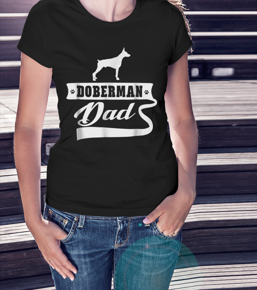 Doberman Dad Dog Mens Animal Paw Prints T-Shirt