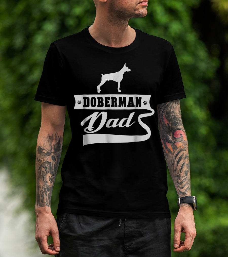 Doberman Dad Dog Mens Animal Paw Prints T-Shirt