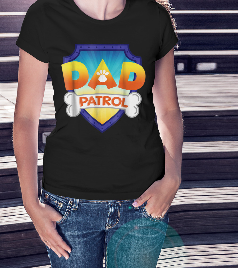 Paw Print Dad Patrol Shield Emblem T-Shirt
