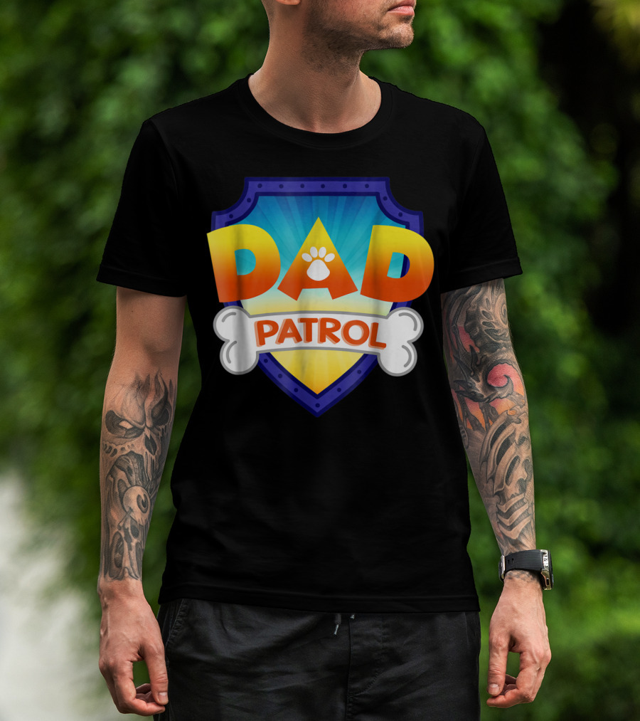 Paw Print Dad Patrol Shield Emblem T-Shirt