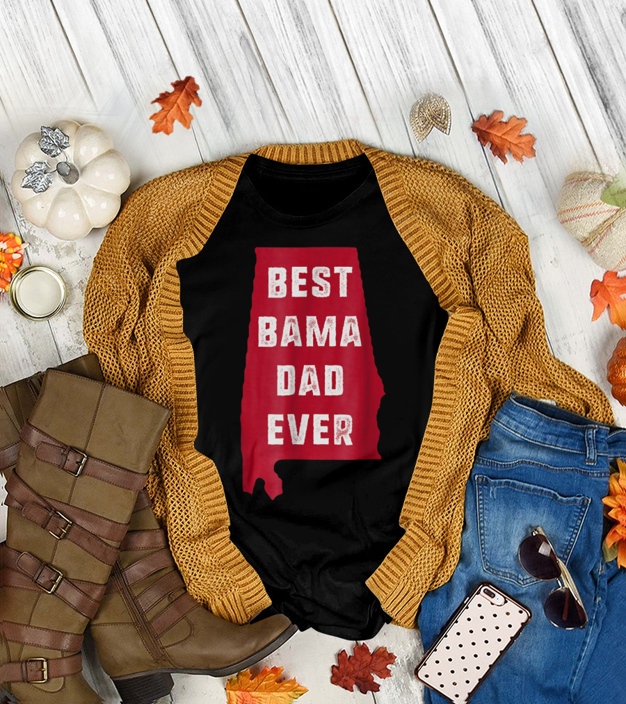 Best Bama Dad Ever Alabama Map T-Shirt