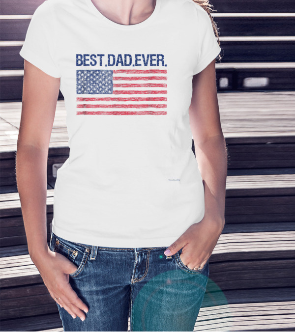 Best Dad Ever Cool Premium American Flag T-Shirt