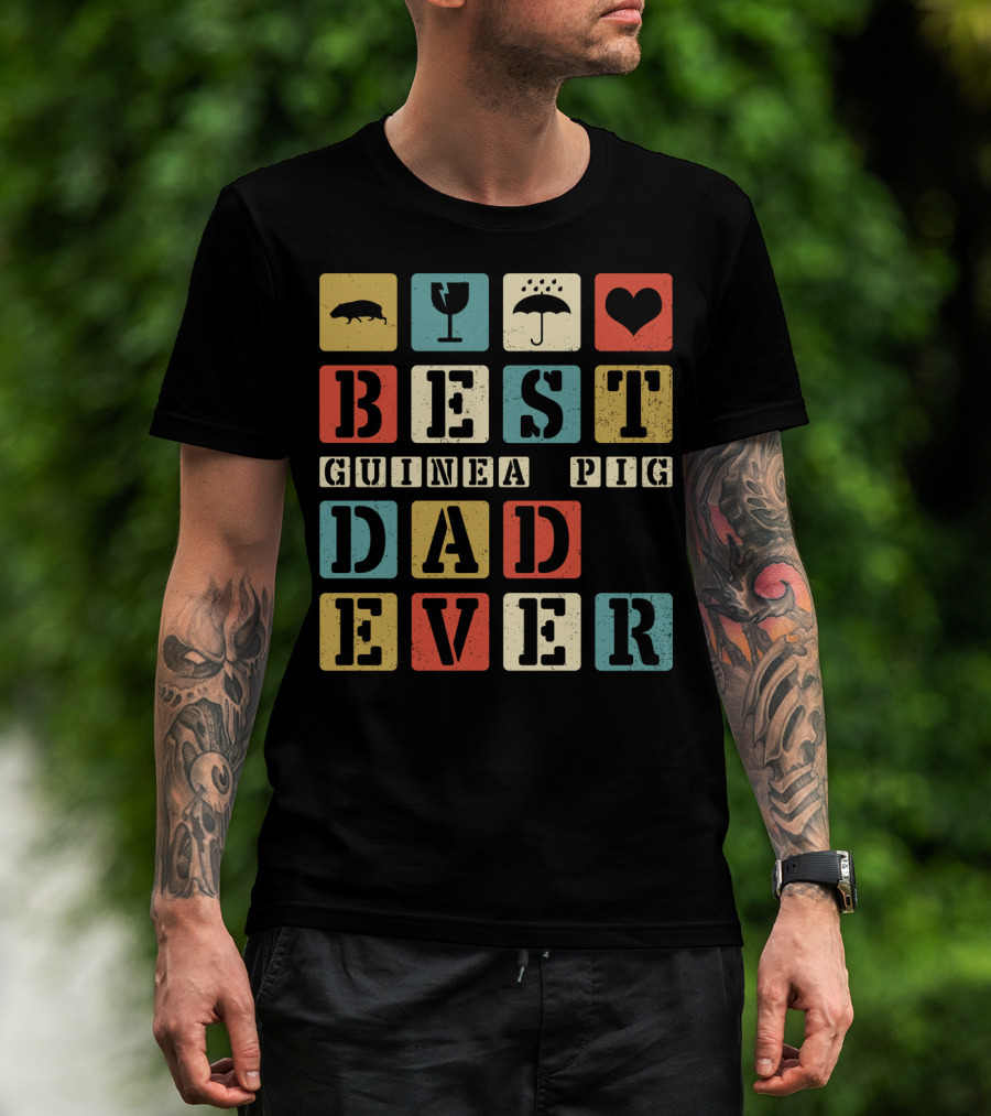 Best Guinea Pig Dad Ever Vintage Style81 Retro Block Letters T-Shirt