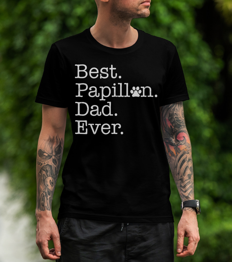 Best Papillon Dad Ever Paw Prints T-Shirt
