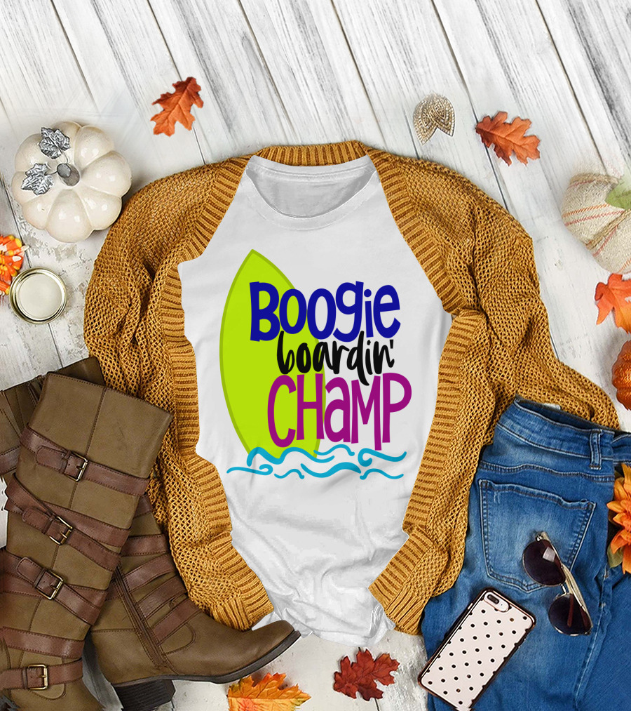Boogie Boardin' Champ Surfing Summer Dad43 T-Shirt