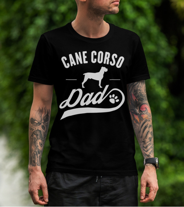 Cane Corso Dad Silhouette With Paw Prints T-Shirt