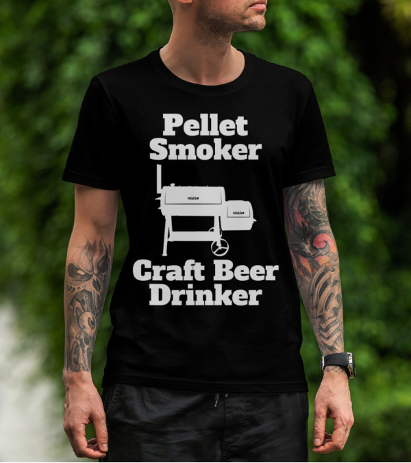 Pellet Smoker Craft Beer Drinker Dad92 BBQ Grill T-Shirt