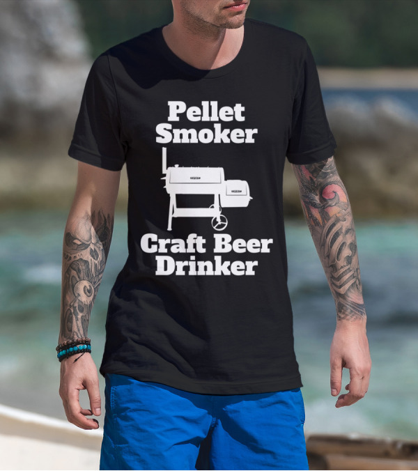 Pellet Smoker Craft Beer Drinker Dad92 BBQ Grill T-Shirt