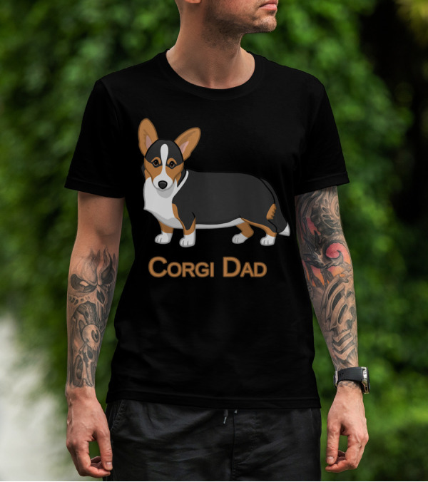 Corgi Dad Cute Black Tan Cardigan Welsh T-Shirt