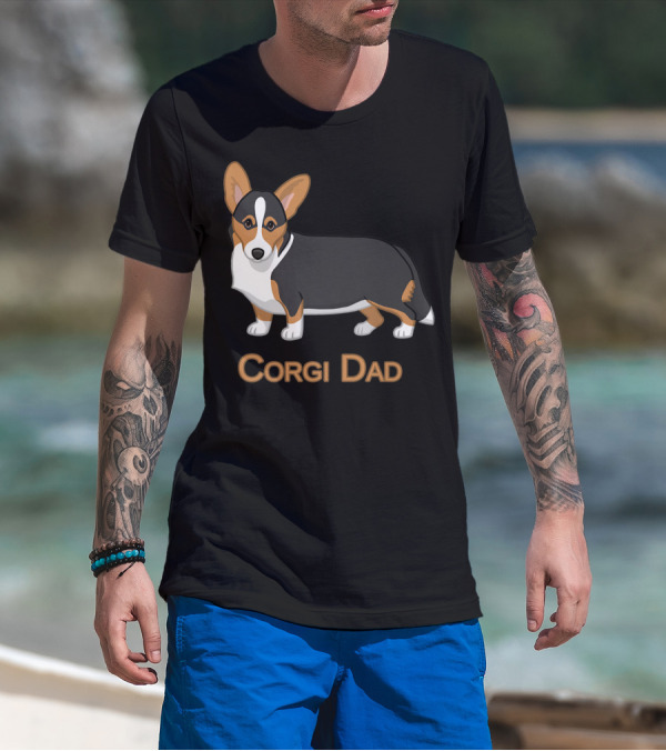 Corgi Dad Cute Black Tan Cardigan Welsh T-Shirt