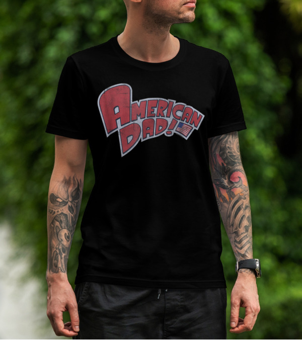 American Dad Vintage Logo With American Flag T-Shirt